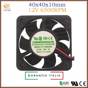 Ventola di raffreddamento 12V volt 40x40 pc assiale su bronzine silenziosa 2 pin - Foto 1 di 2