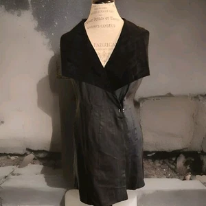 555 Los Angeles Black Leather Dress Size Large NWT Cocktail Halloween Masquerade - Picture 1 of 8