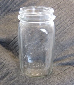 Ball Special Wide Mouth Quart Canning Jar Clear Ribbed - Picture 1 of 6