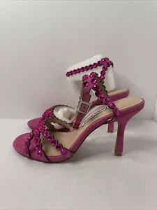 Sandalias Charles David Damas Talla 7.5 Rosa Estrás Gamuza Correa al Tobillo Tacones - Imagen 1 de 5