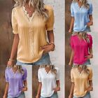 Ladies Short Sleeve Blouse V Neck T Shirt in Multiple Colors and Plus Sizes