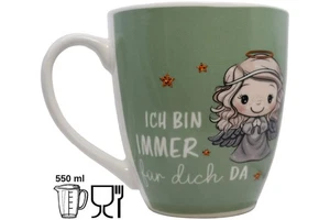 Jumbo Tasse XXL 550 ml Schutzengel lindgrün "ICH BIN IMMER für dich DA" - Bild 1 von 7