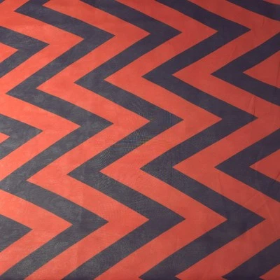 Navy & Orange Chevron Chiffon Fabric  58" By The Yard Half Home Decor Fashion - Image 1 of 4