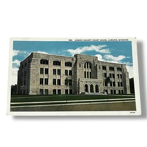 Tarjeta postal de lino Laramie Wyoming County Court House de Albany D387 - Imagen 1 de 2