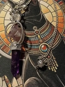 Stunning Amethyst/Quartz Merkaba Pendulum Healing Wicca Pagan - Picture 1 of 2