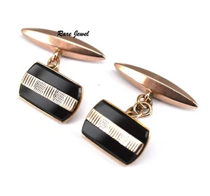 VINTAGE 9CT GOLD CUFFLINKS ART DECO - Picture 1 of 6