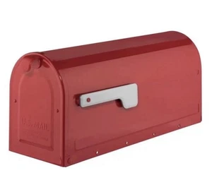 Architectural Mailbox 7600R MB1 Post Mount Mailbox - Red with Silver Flag - Picture 1 of 4