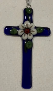Schmelzglas Kreuz Sonnenfänger signiert vom Künstler 4”x 2,5” - Bild 1 von 7