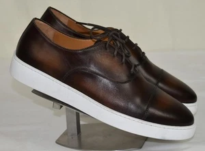 NEW $450 MAGNANNI "Lasaro" Cap Toe Oxford Burnished Brown Sneakers EU 45 US 12 - Picture 1 of 9