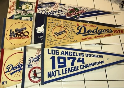 8 banderines vintage de Los Angeles Dodgers NL CHAMPS 1974 AÑOS 70/80 Serie Mundial LA Foto 1 de 4