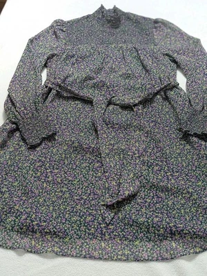 Boden Dress Women Size 12 Blue Floral Poppy Yoke Modest Mock Neck Prairie Ditsy - Image 1 of 4