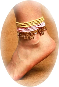 Fußkettchen für Damen Gold Fußkettchen Sommer Strand Urlaub Outfits Zierliches Pape - Bild 1 von 8