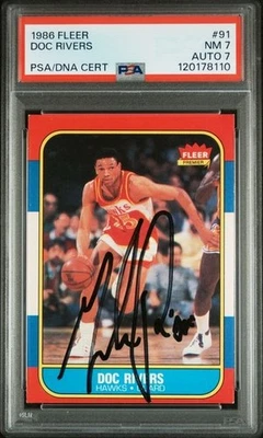 1986 Fleer Basketball AUTOGRAPH Doc Rivers Signed RC #91 PSA 7 PSA/DNA Auto. 7 - Image 1 of 2