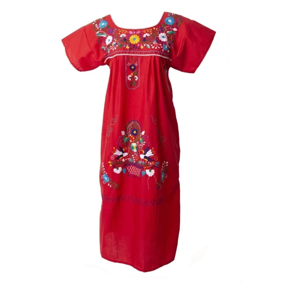 Adult Dress: Red Mexican Embroided Boho - Image 1 of 1
