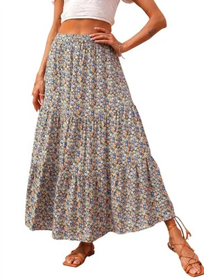 Maxi Falda Boho Floral Boho Cintura Alta Otoño 2025 Para Mujer KIRUNDO Moda Informal Flo... Foto 1 de 4