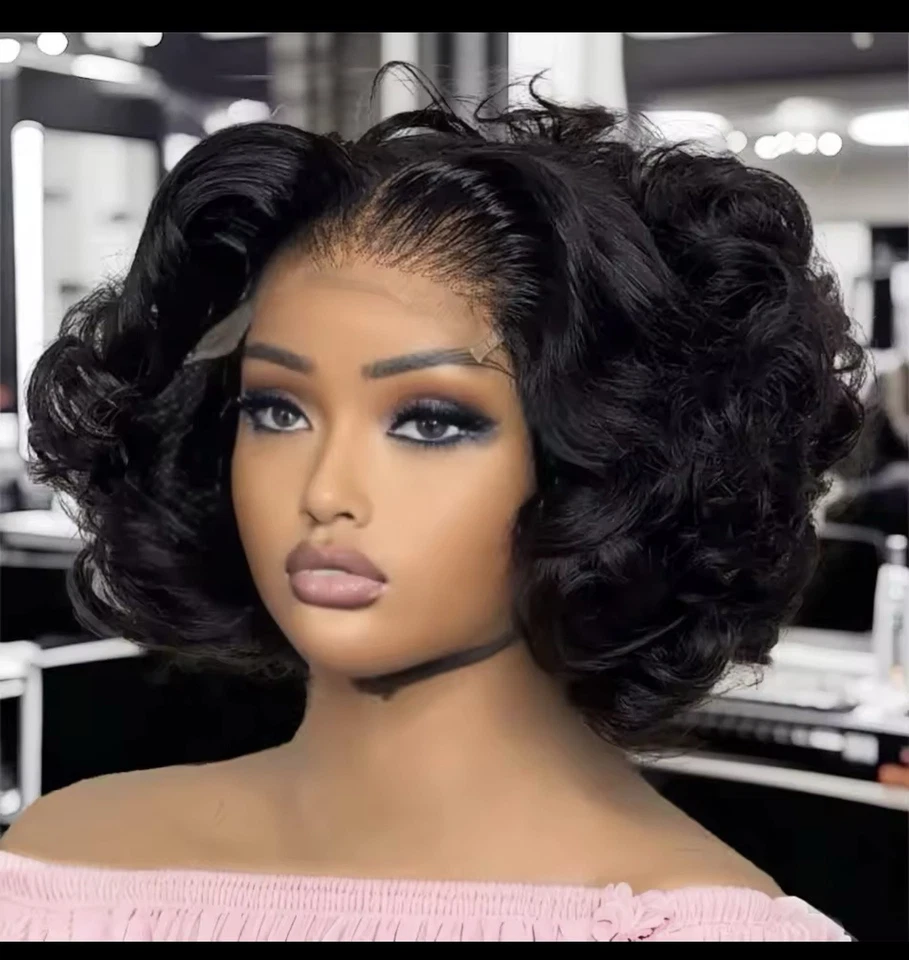 250% Brazilian Human Hair Wig Loose Wave Short Bob Wig Body Wave  - Image 1 of 4