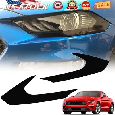 Fits 2018-21 Ford Mustang Left Right Headlight Side Marker Overlay Tint Stickers - Image 1 of 4