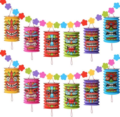 Tiki y Flores Linternas Banners Fiesta Hawaiana Como se muestra en las fotos  Foto 1 de 4