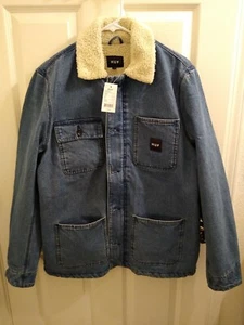 NWT Men’s HUF Torrance Denim Sherpa Lined trucker work barn Jacket $140 sz M - Picture 1 of 8