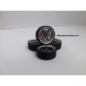 SD Felgen 19 Zoll VOLK TE37 gunmetal-chrome 35mm 1:18 Modellauto Tuning - Bild 1 von 2