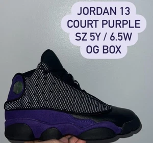 NIKE AIR JORDAN 13 RETRO OG COURT PURPLE 884129-015 SZ 5Y AUTHENTIC BOX VTG - Picture 1 of 5