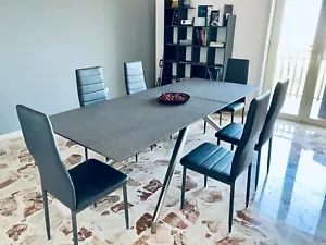 Tomasucci collezione Shanghai Tavolo Design allungabile pietra vetro alluminio - Foto 1 di 7