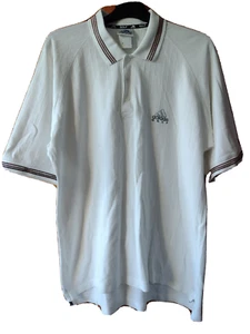 Adidas Golf White Polo T-shirt Size 40/42 L embroidered short sleeve cotton mens - Picture 1 of 15