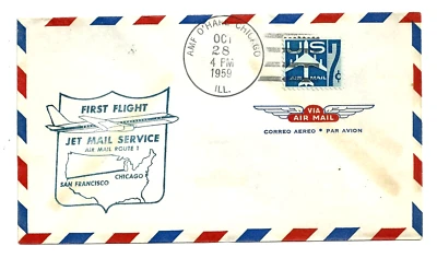 U.S. Air Mail First Flight Cover - Route 1 San Francisco-Chicago - Oct 28 1959 - Image 1 of 2