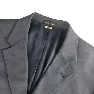 Oscar De La Renta Mens 44L Blue Silk 3 Button Ventless Blazer Sport Coat Jacket - Image 1 of 4