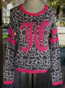 New Juicy Couture Pink Trim Metallic Leopard Print Sweater Top Sz. S  42" bust - Picture 1 of 4