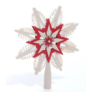 Christbaumschmuck Baumspitze rot mit Spanbäumen Ø ca.18cm NEU Baumkrone Spitze - Picture 1 of 2