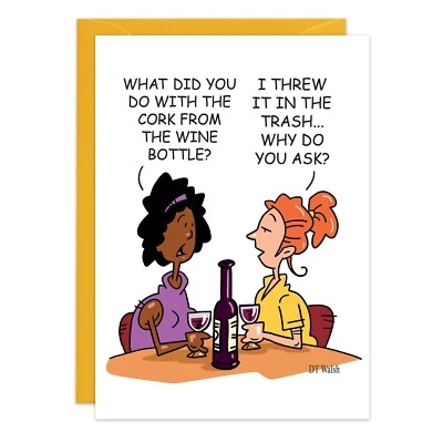 Humor Funny Corks Are For Cowards Birthday Card Friend oatmeal studios Him Her - Image 1 of 2