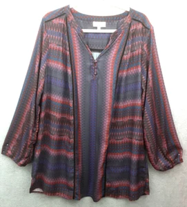 Autograph Plus Size 18 Tunic Style Gathered Puff Sleeve Multicoloured Top - Picture 1 of 10
