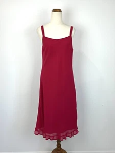 Vintage Katies Womens Dress 12 L Cherry Red Thin Straps Slip Flowy Occasion 90s - Picture 1 of 9