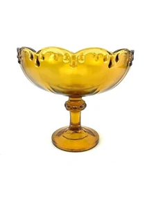 Vintage Amber Carnival Glass Candy Cookie Dish - Picture 1 of 5