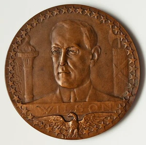 France - 1917 Republic Bronze "American Entry into WWI" Medal -LARGE & STUNNING - Picture 1 of 4