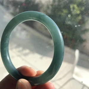 56.6mm Guatemalan Jade Earthy Blue Green Bangle - Picture 1 of 12