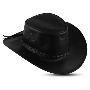 Genuine Leather Unisex Western Cowboy Hat-Handmade Cowboy Leather Hat - Picture 1 of 5