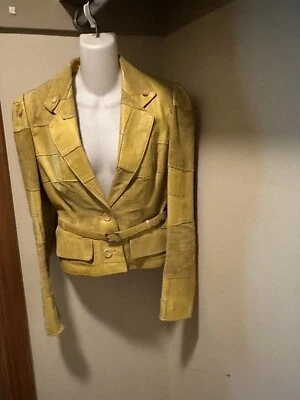 Винтажная замшевая кожаная куртка Christian Dior с нашивкой горчица размер 8 - Изображение 1 из 4