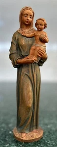 Vtg Wood HandCarved Painted Madonna Child Jesus BlessedMother Catholic Statue 8” - Picture 1 of 13