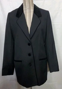 Casual Corner Wool Coat Jacket Velvet Trim Winter Career Professional Sz 10 - Picture 1 of 6