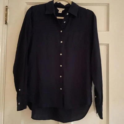 Camisa Caslon Azul Mezcla de Lino Botones Talla XS NUEVA CON ETIQUETAS Foto 1 de 3