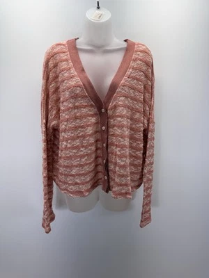 NWT Umgee USA Striped Dusty Rose Cardigan Sweater relaxed Size Medium - Image 1 of 4