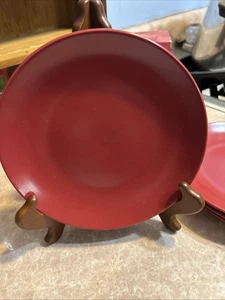 10 Strawberry Street All Red Salad Lunch Plate 8" Set of Four - Picture 1 of 3