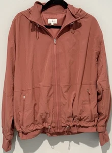 Lou & Grey Modern Coral Color pockets cinch Lined Hood Size Large  - Picture 1 of 5