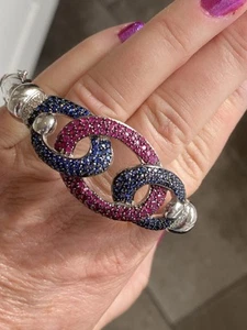 Ross Simons SS Sapphire, Ruby & Diamond Twisted Fancy Bangle Bracelet - Picture 1 of 24