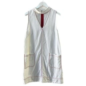 Anthropologie Holding Horses Dress L Smock White Retro Cotton Linen - Picture 1 of 9