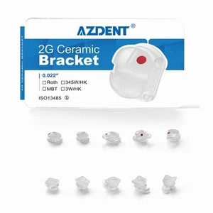 AZDENT Dental Orthodontic 2G Ceramic Brackets Brace Roth/MBT 0.022 Hooks 345 - Picture 1 of 42