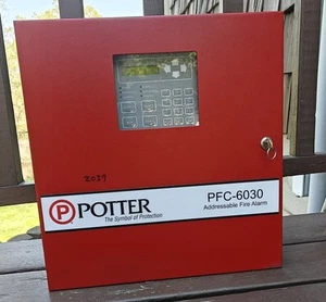 POTTER ADDRESSABLE FIRE ALARM PFC 6030 SF 5215 In LG Heavy Red Metal Keyed Box - Picture 1 of 8