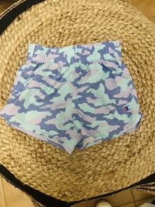 NEW Girl's CHAMPION Shorts Blue/Purple Camo Size 5 - Picture 1 of 4